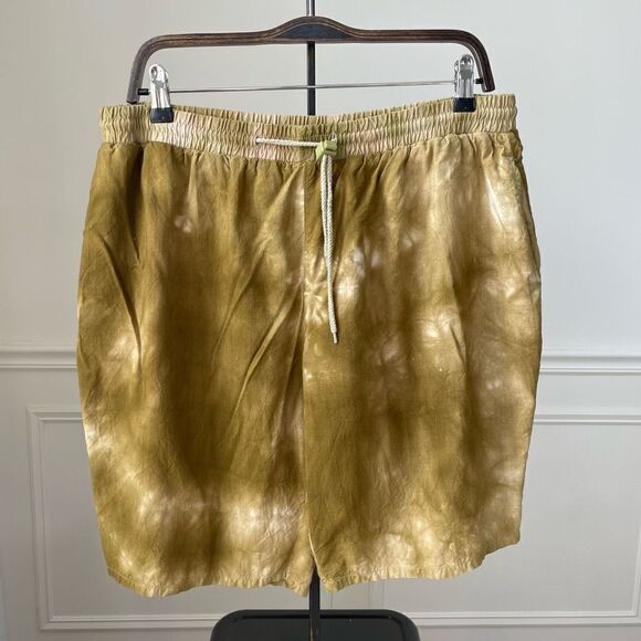 Vintage 90s Marquis Men’s Pull On Draw String Rayon Bleach Tie Dye Shorts L - Picture 1 of 8